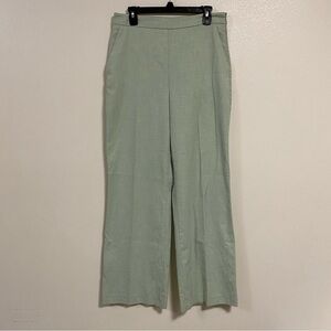 Zara High Waisted Wide Leg Trouser Pants Light Green Size Large